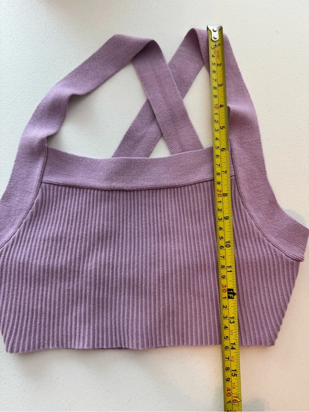 House of Harlow 1960 Lavender Rib Knit Cross Back Crop Top XS